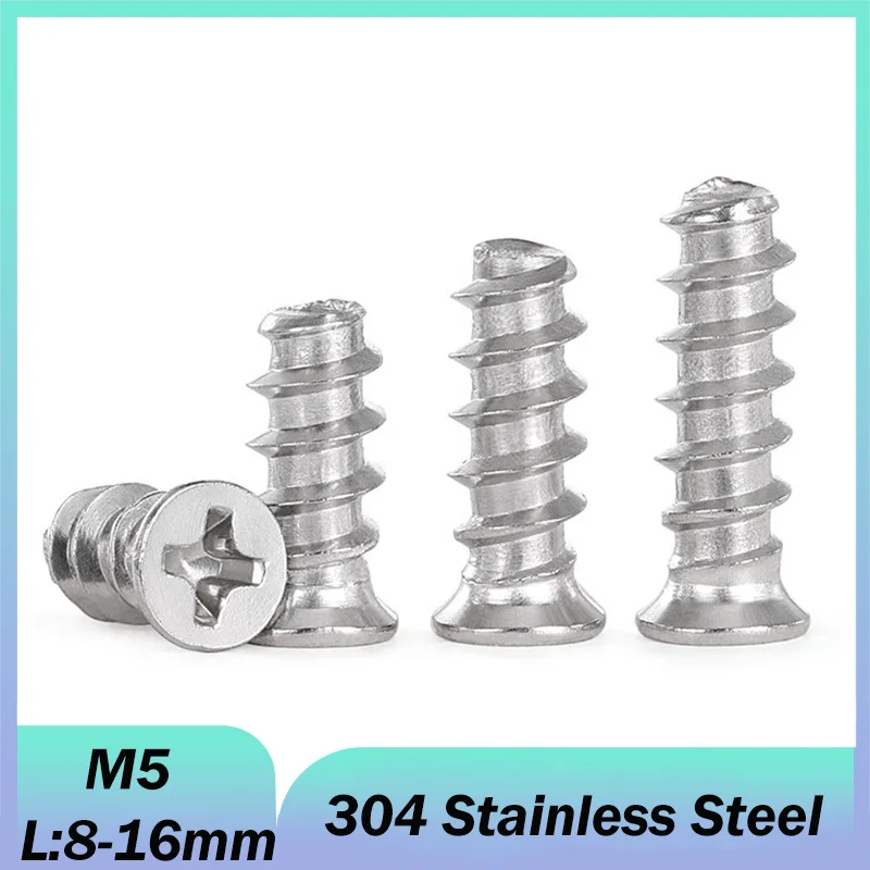 M5x8/10/12/14/16mm 304 Stainless Steel Cross Flat Head Computer PC Case Cooling Fan Mount Screw Heat Dissipation Screws Fixer