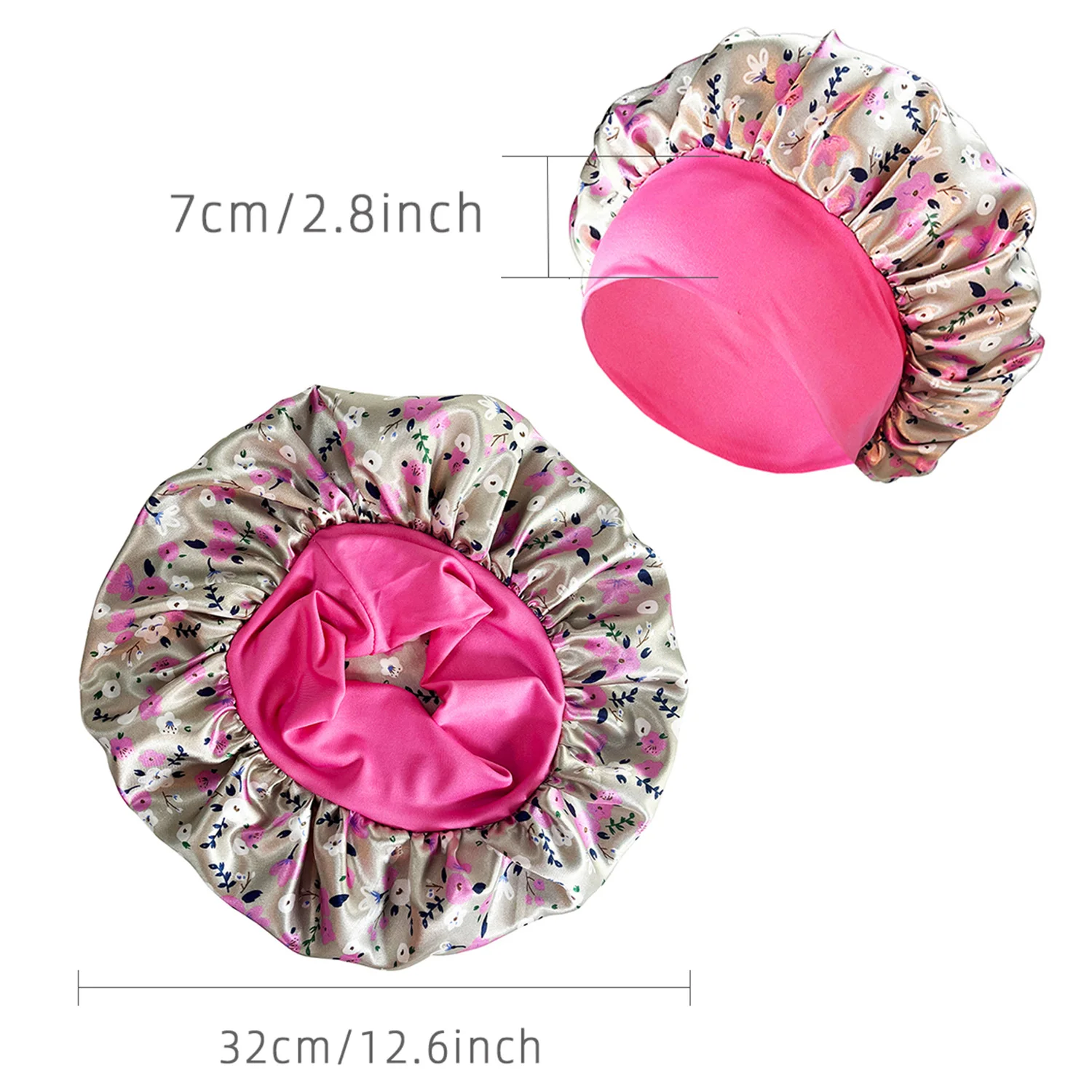 Drucken Satin Seidige Motorhaube Für Frauen Elastische Breite Band Nacht Schlaf Hut Chemo Caps Lockige Große Zöpfe Locs Abdeckung Turban Mützen – Detail 2