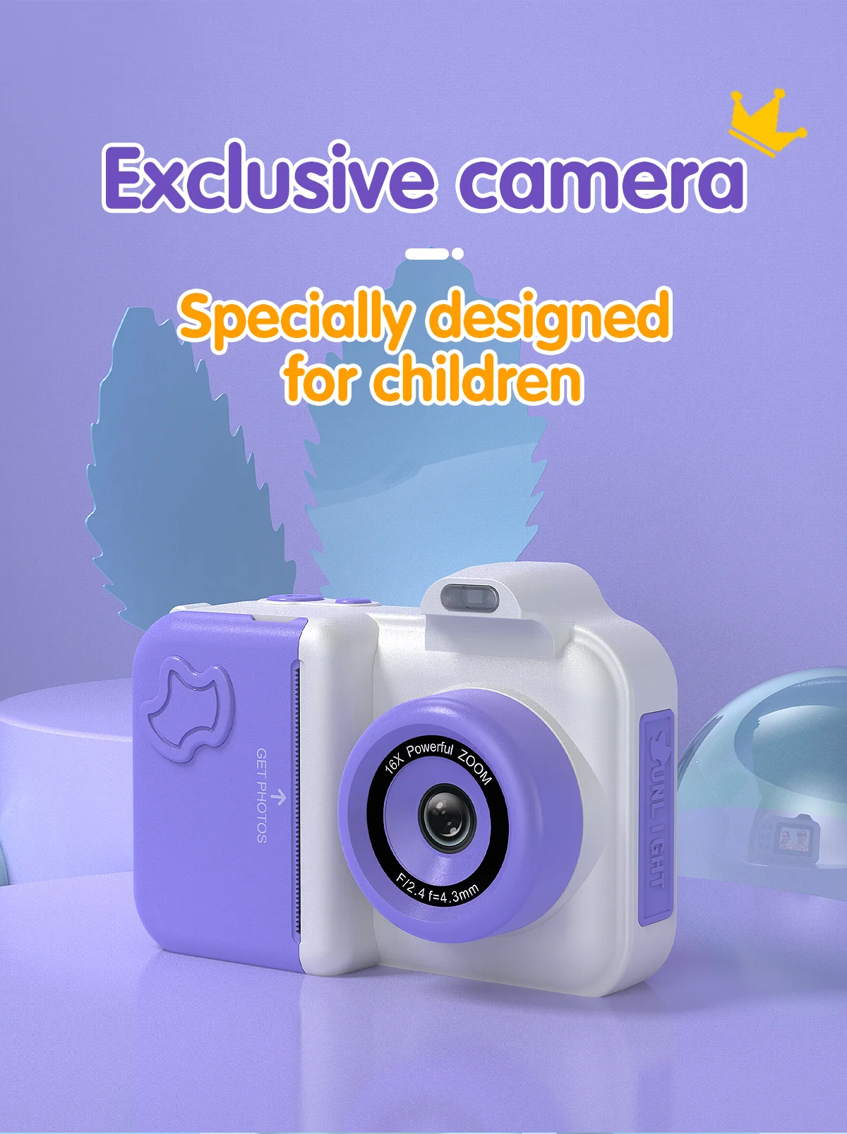 Children's instant printing2.4-inchdigital camera32GBcardrechargeable portable photo frameprinting paper children's birthdaygift