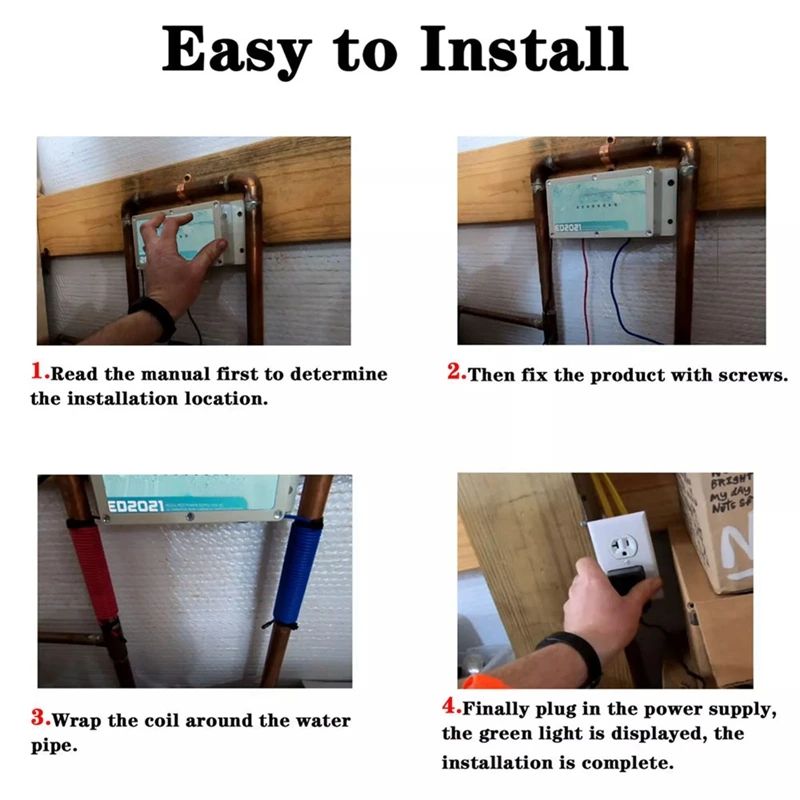 Electronic Descaling System for Various Pipes House Water Descaler Remove Limescale Prevent Deposits Build Up US Plug