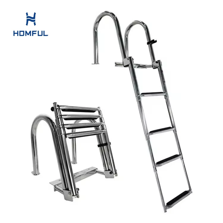 HOMFUL Marine Stainless Steel Boat Boarding Ladder Folding Step Ladder Telescopic Boat Ladder For Boat