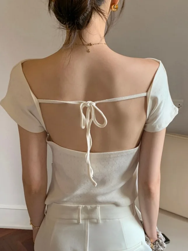 

Новая летняя женская футболка ort Sve Bal, облегающий дизайн на одно плечо, корейский топ для поездок на работу, топ небольшого размера