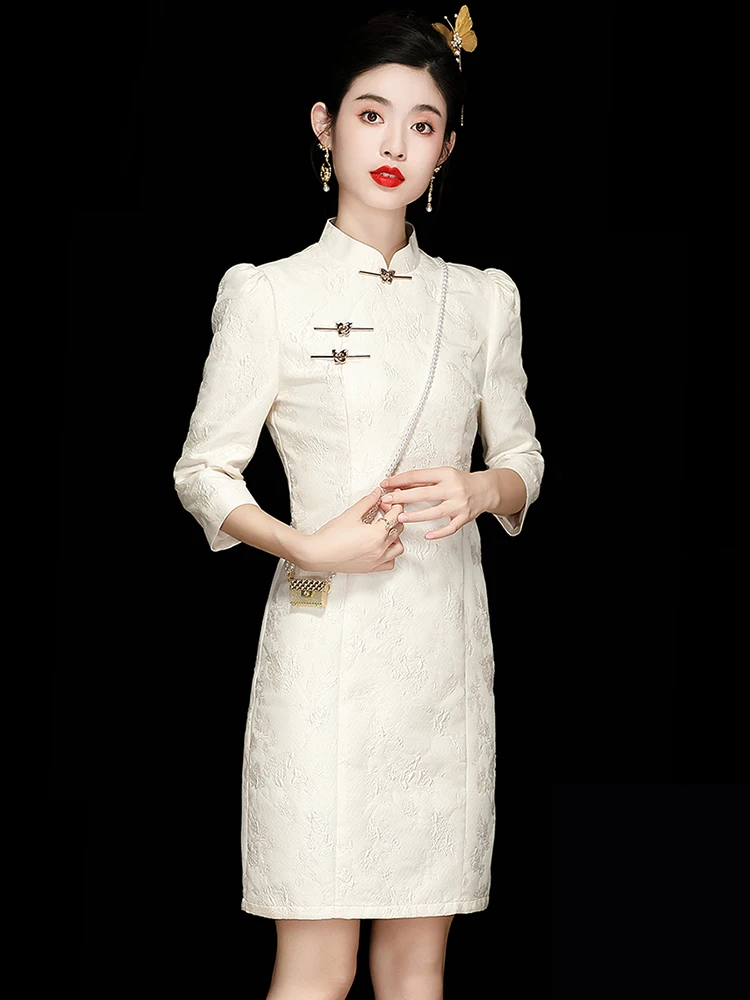 

Ele Vintage Sle Dr Slimming plus Size Belly Covering High End Faionable Low Slit Daily Wear Polyester