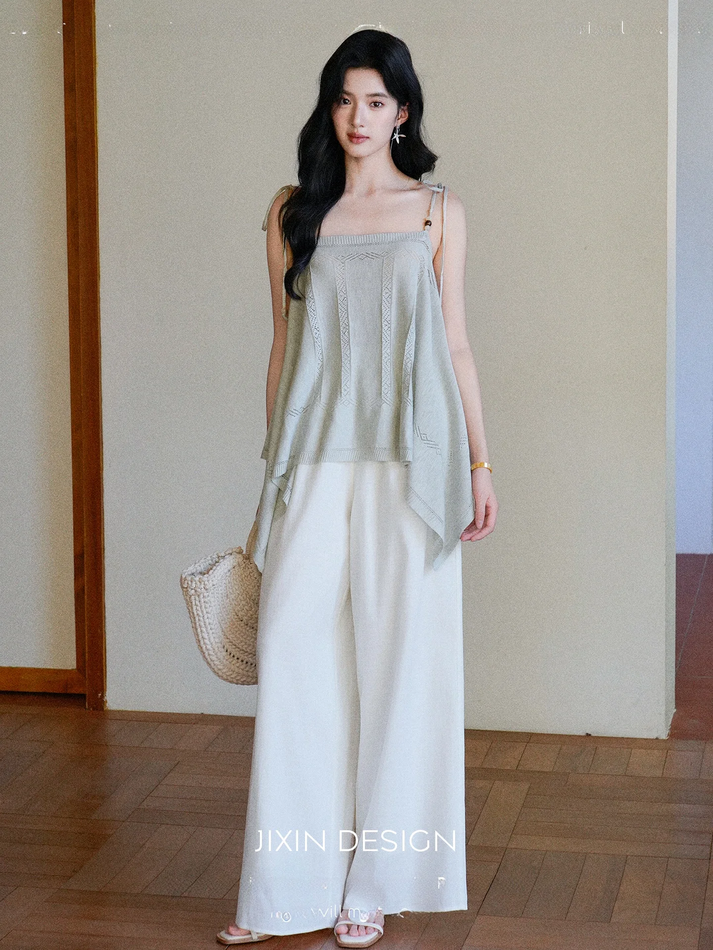 

Романтичный вязаный жилет с вышивкой бисером, свободного кроя, женская верхняя одежда из полиэфирного волокна, повседневный весенний стиль