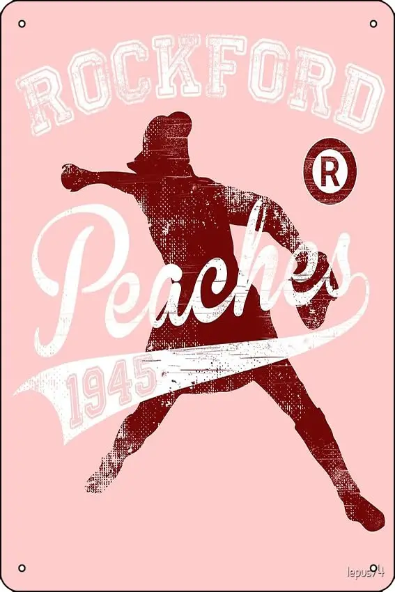 Rockford Peaches Poster Metal Sign Decor - 8 x 12inch Bar Pub Garage Man Cave Wall Art