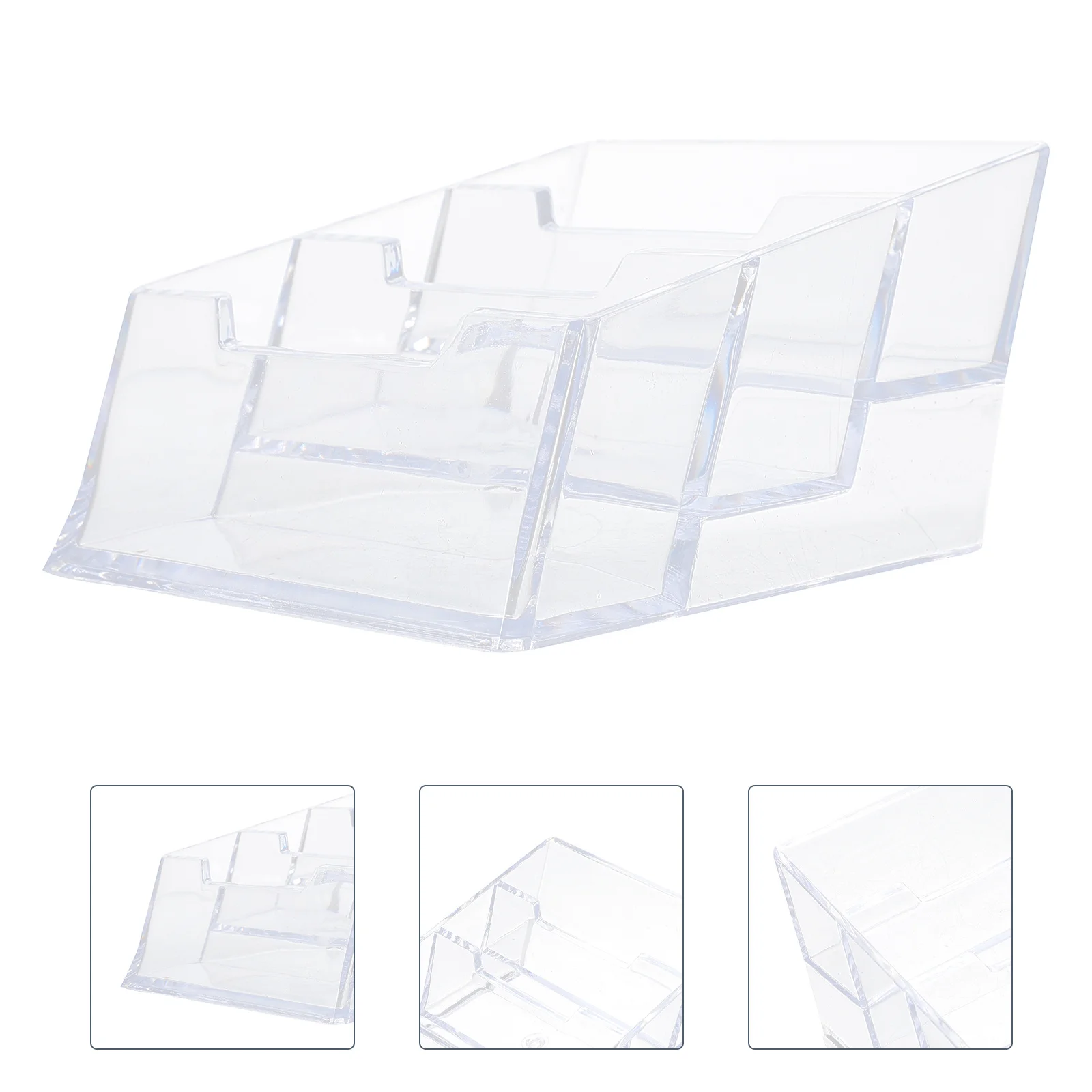 

2Pcs Business Cards Box Transparent Plastic Desktop Cards Holder for Office Supplies Organization Storage Office Supplies
