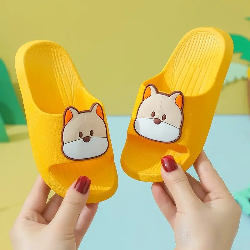 Children's Summer Slippers Cute Cartoon Dog Non Slip Soft Sole Indoor Home Slippers for Boys Girls Kids Parent Child Matching
