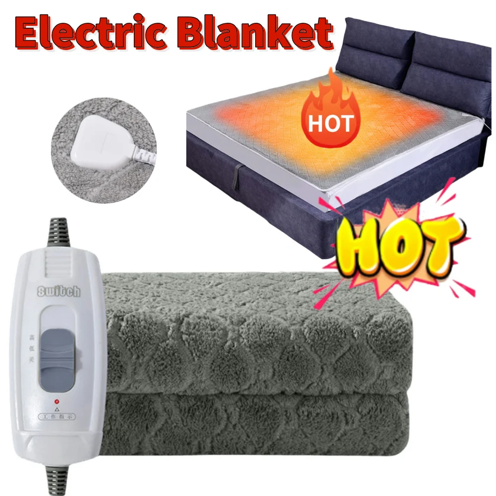 

220V Security Plush Electric Blanket Bed Single Fleece Heated Blanket Soft Electric Heating Blanket Warmer Heater Carpet