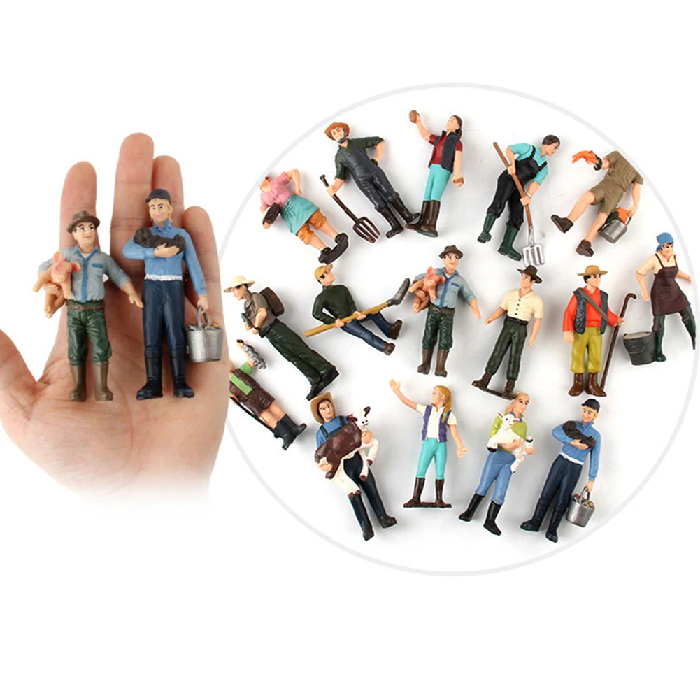 رسمت نموذج الناس مزارع أرقام تخطيط نموذج PVC الراعي محاكاة نماذج صغيرة الدائمة الناس قطار نموذج #6