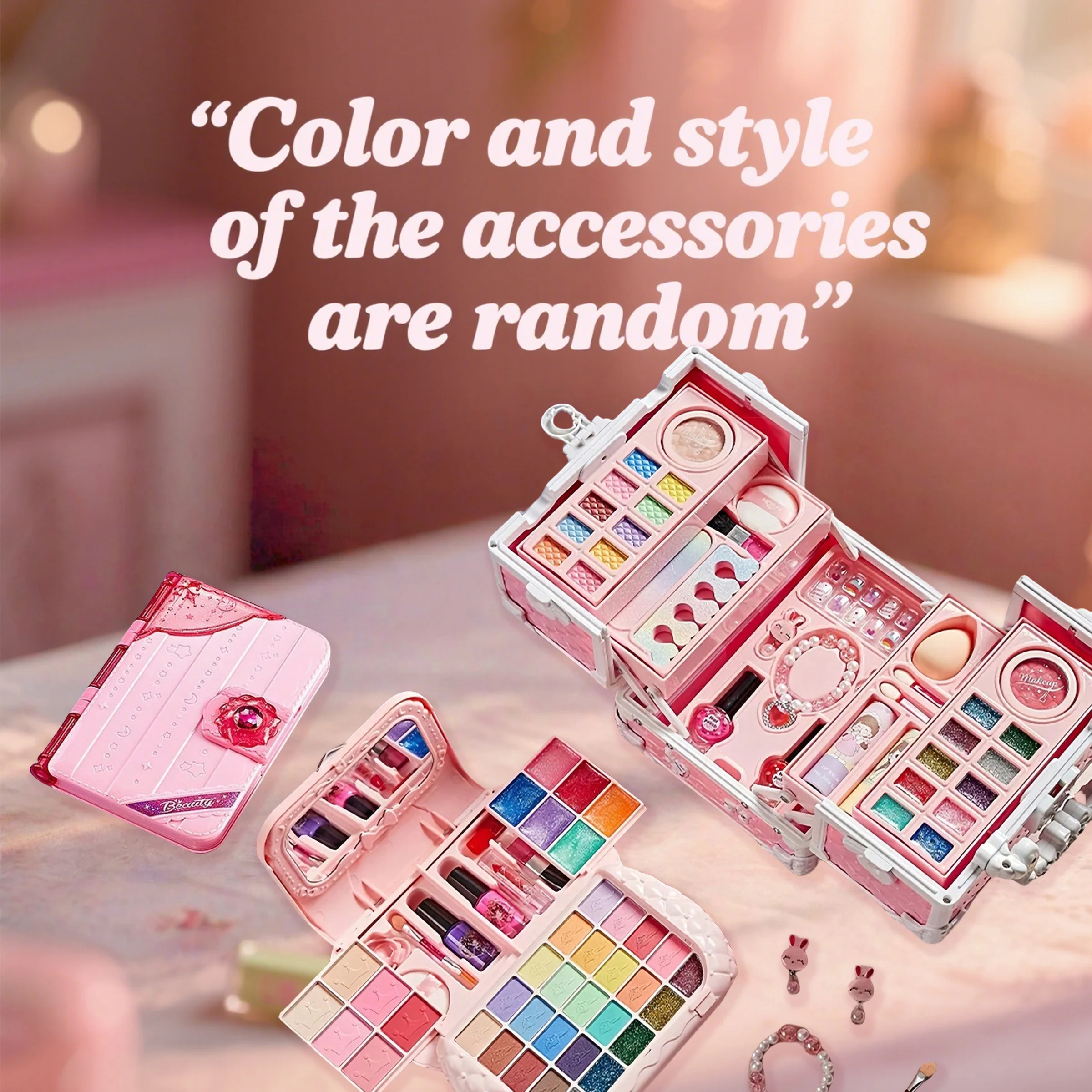 مجموعة مكياج للأطفال، مكياج قابل للغسل، مناسبة للفتيات، مجموعة مكياج منزلية قابلة للغسل، لعبة مع مرآة وصندوق مكياج، هدية عيد ميلاد آمنة غير سامة