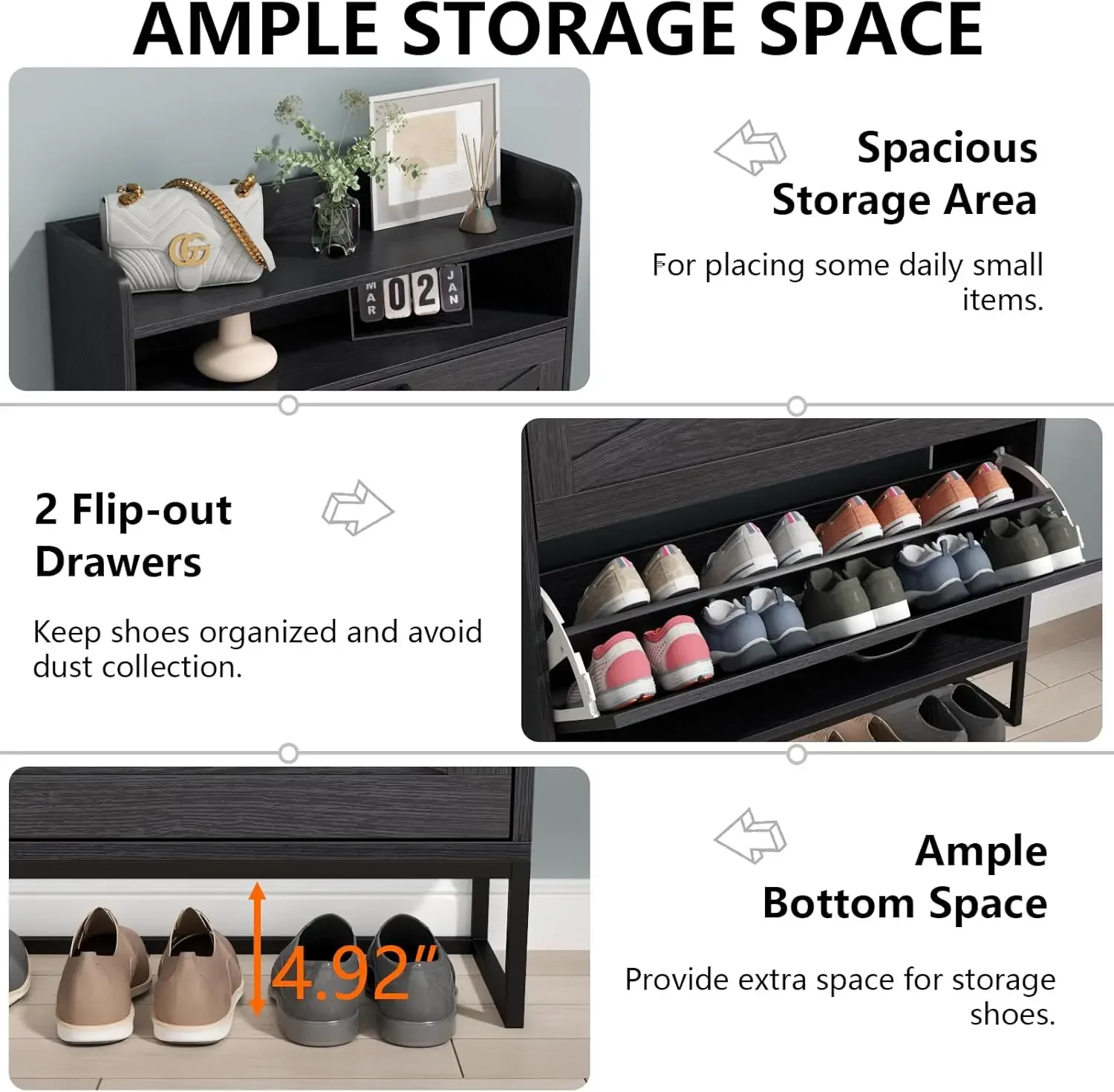 خزانة، خزانة أحذية قائمة بذاتها مع درجين قابلين للطي، رف أحذية للمدخل مع حجرة علوية للتخزين، ضيق