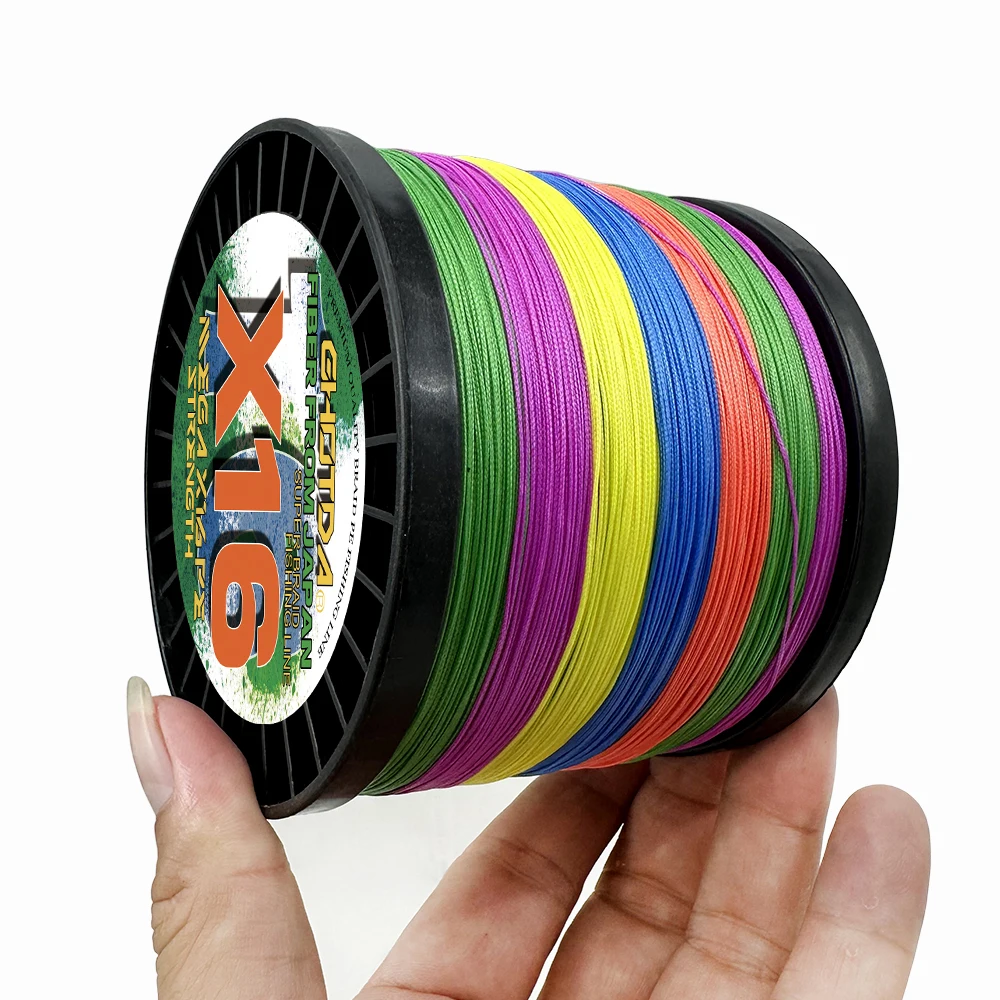 High Quality 100M-1000M 16 Strands Braided Fishing Line Strong Pulling Force 25/32/40/55/68/80/100/125/140/161/200LB for Carp