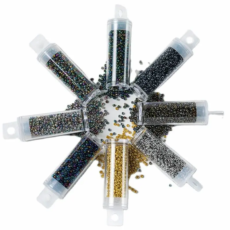 Round Czech Glass Beads 11/0 Uniform 10Grams/Tube Metallic Colors Opaque 2mm Glass Seedbeads Perles