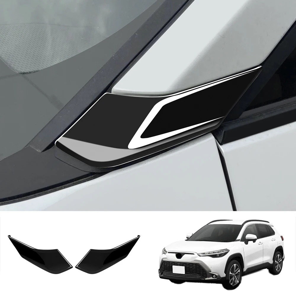 Car Window Trim Cover a Column Sticker Trim Modification Accessories for Toyota Corolla Cross 2021 2022 Bright Black