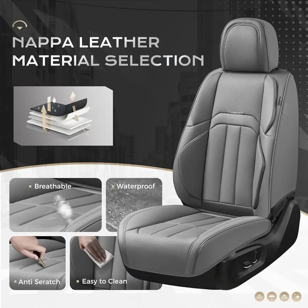 Luxury Waterproof Front Car Seat Covers, Compatible for Most Vehicles, SUVs, Trucks & Pickups