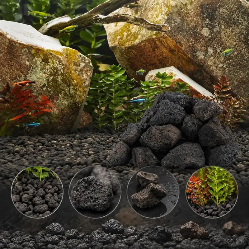 Gravier de roche volcanique noire naturelle, sac de 10 kg, granulométrie 50 à 80 mm, paillis décoratif pour jardin, filtre anti-mauvaises herbes adapté aux massifs de plantation et allées extérieures