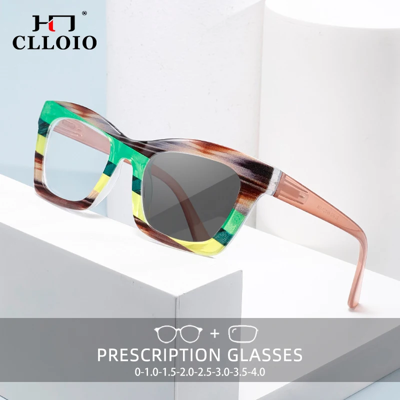 CLLOIO New Colorful Anti Blue Light Reading Glasses Women Fashion High Grade Plain Face Eyeframe Photochromic Customized  Myopia