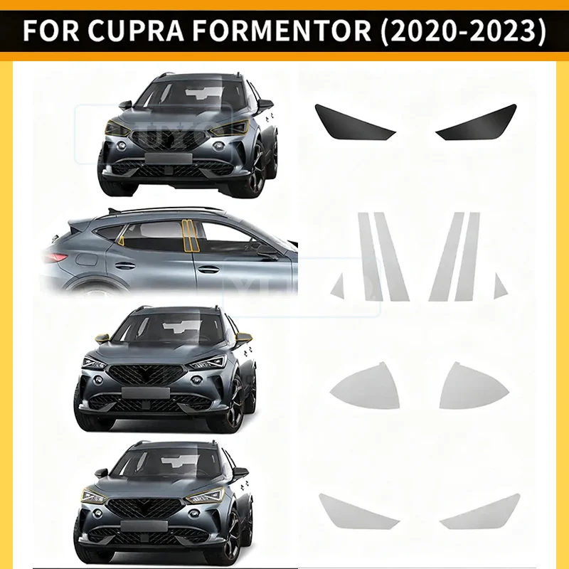 

For Seat Cupra Formentor 2020-2023 Headlight Rearview B Pillars Paint Protection Film Anti-scratch Protective Transparent PPF