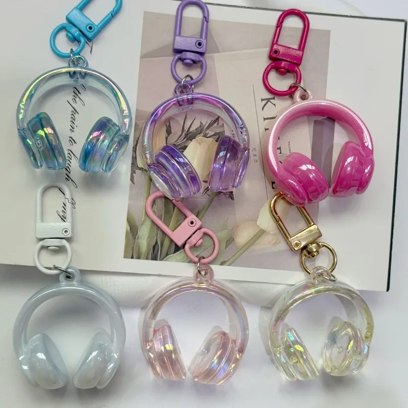 

1Pc Acrylic 3D Earphone Keychain Cartoon Headphone Charm Creative Backpack Accessories Pendant For Girls Phone Strap Jewelry