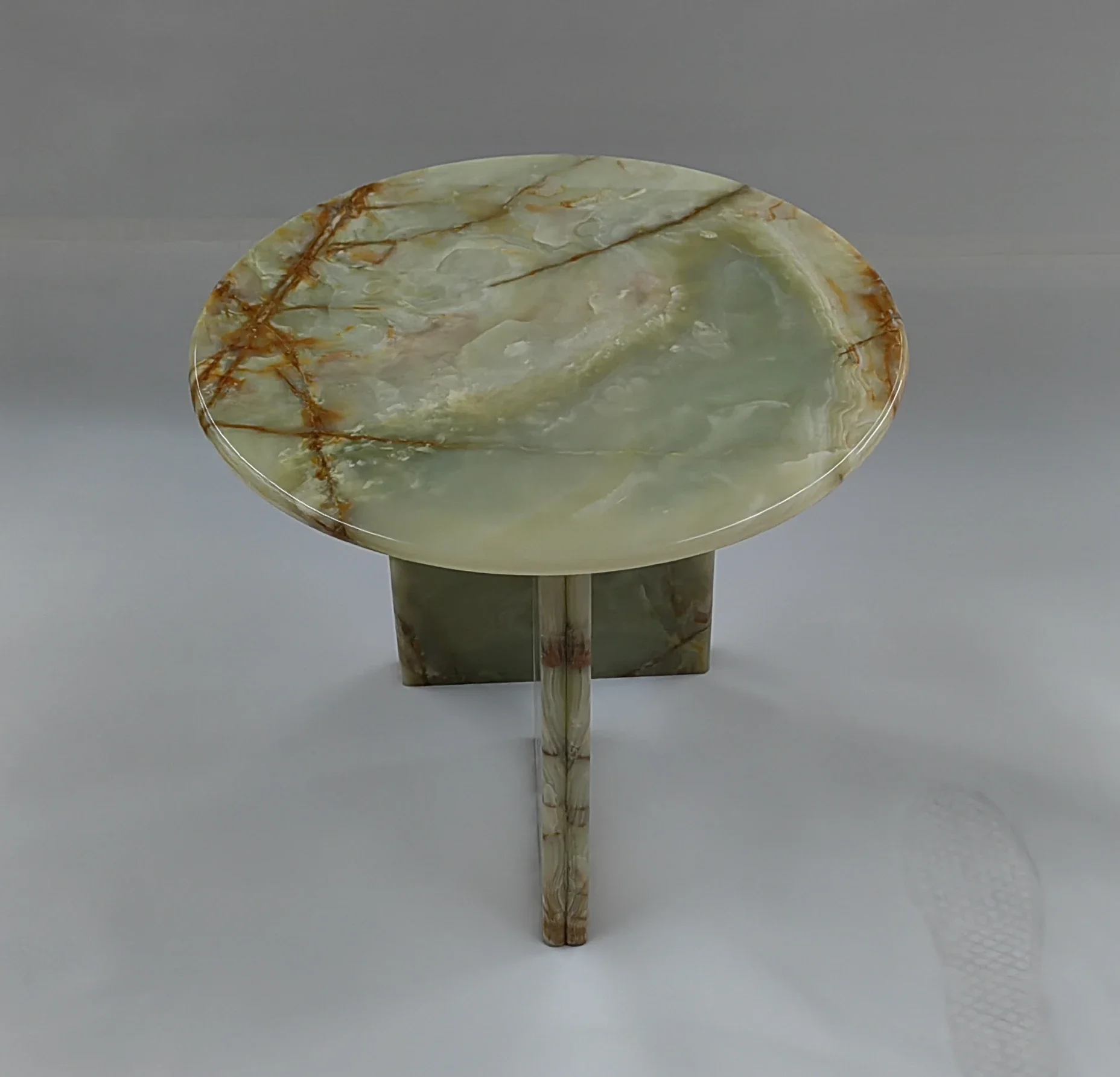 High End Modern Living Room Furniture Light Green Onyx Stone Center Side Table Round Luxury Onyx Marble Coffee Table