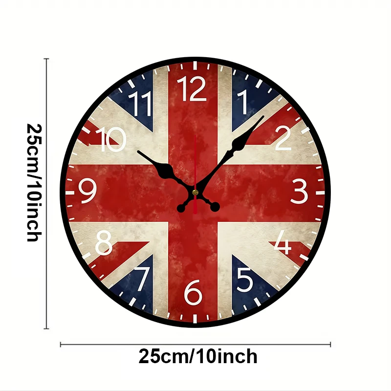 Flag Design Wooden Round Silent Hanging Wall Clock, Suitable For Living Room, Office, Study Room, Bedroom, Home Decoration view 2