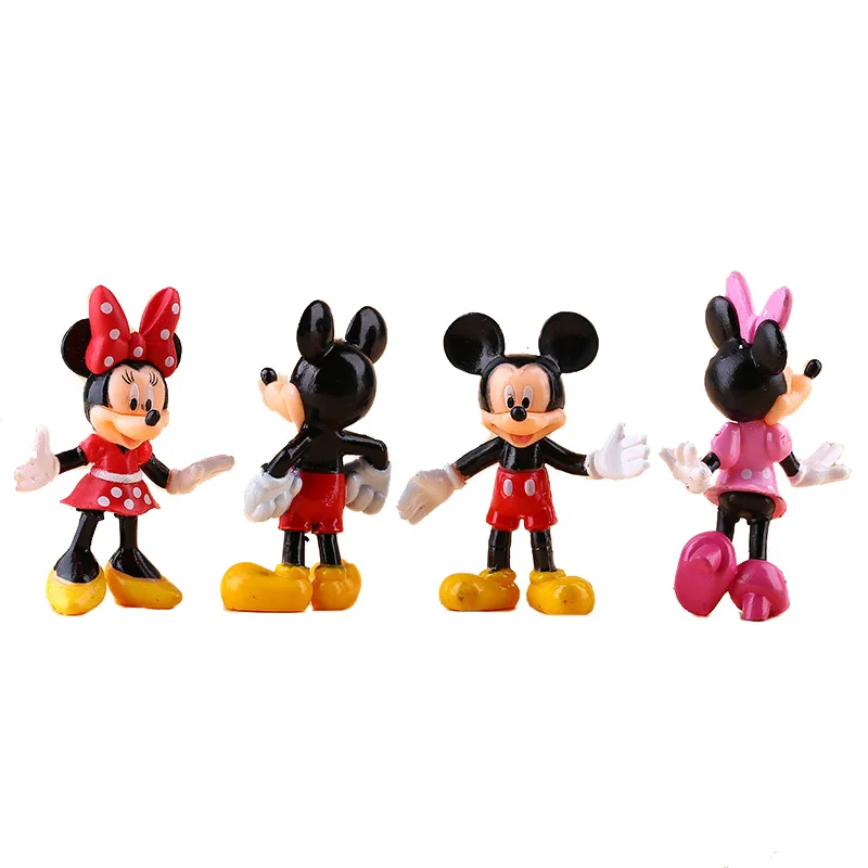 Disney Anime 4pcs/set MICKEYs & Minnie Mouse Cartoon pvc action figure toys doll Children toys for kids