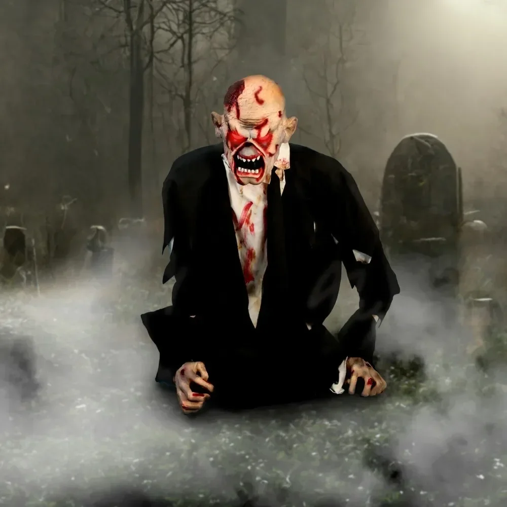 

Halloween Zombie Decoration, Animated Activated By Action and Sound, with Indoor or Covered Sound Effects and Lighting