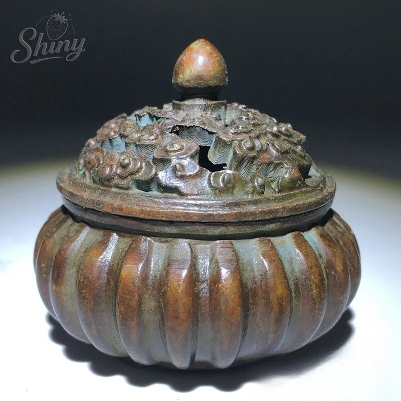 

Antique Brass Pumpkin Incense Burner Small Incense Burner Antique Collectible Home Desktop Accessories Living Room Decoration