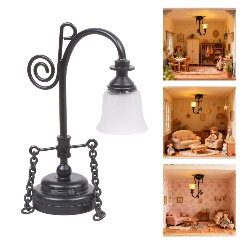 

1/12 Scale Dollhouses Chandelier Miniature Furniture Pretend Play for Kids Doll House Furniture Model for Dollhouses A2UB