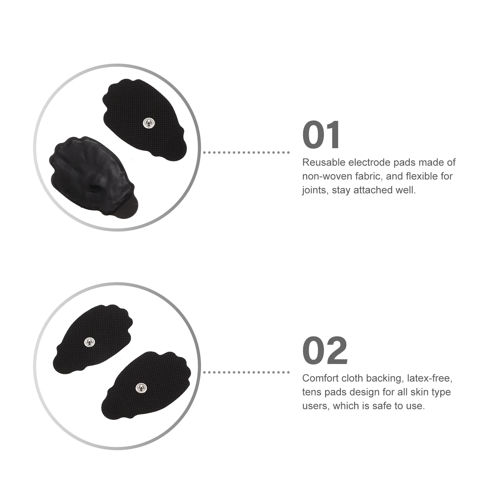 

10Pcs Massage Electrode Pads Professional Reusable Cloth Backing Latex- Standard 35mm Snap Connector Portable Unit