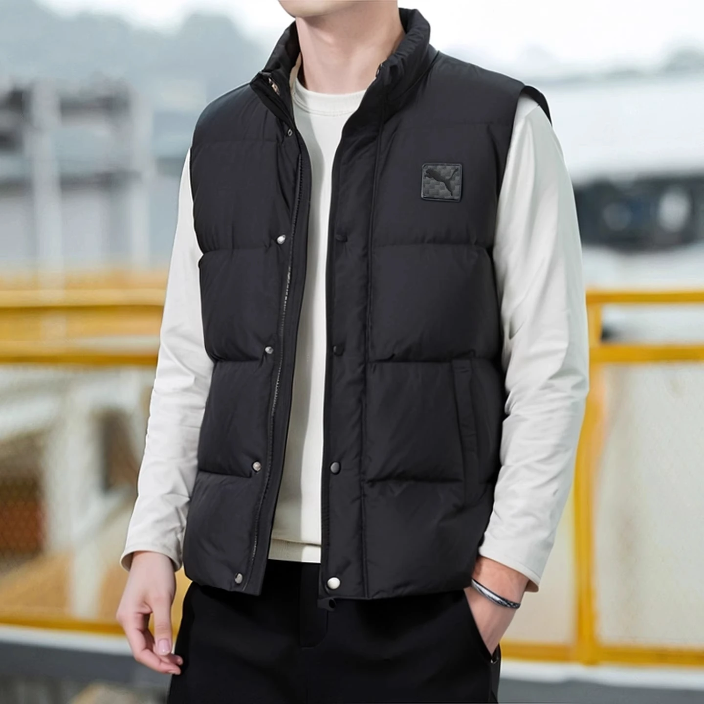 

Puma Черная мужская и женская спортивная одежда Повседневный пуховый жилет 63575501