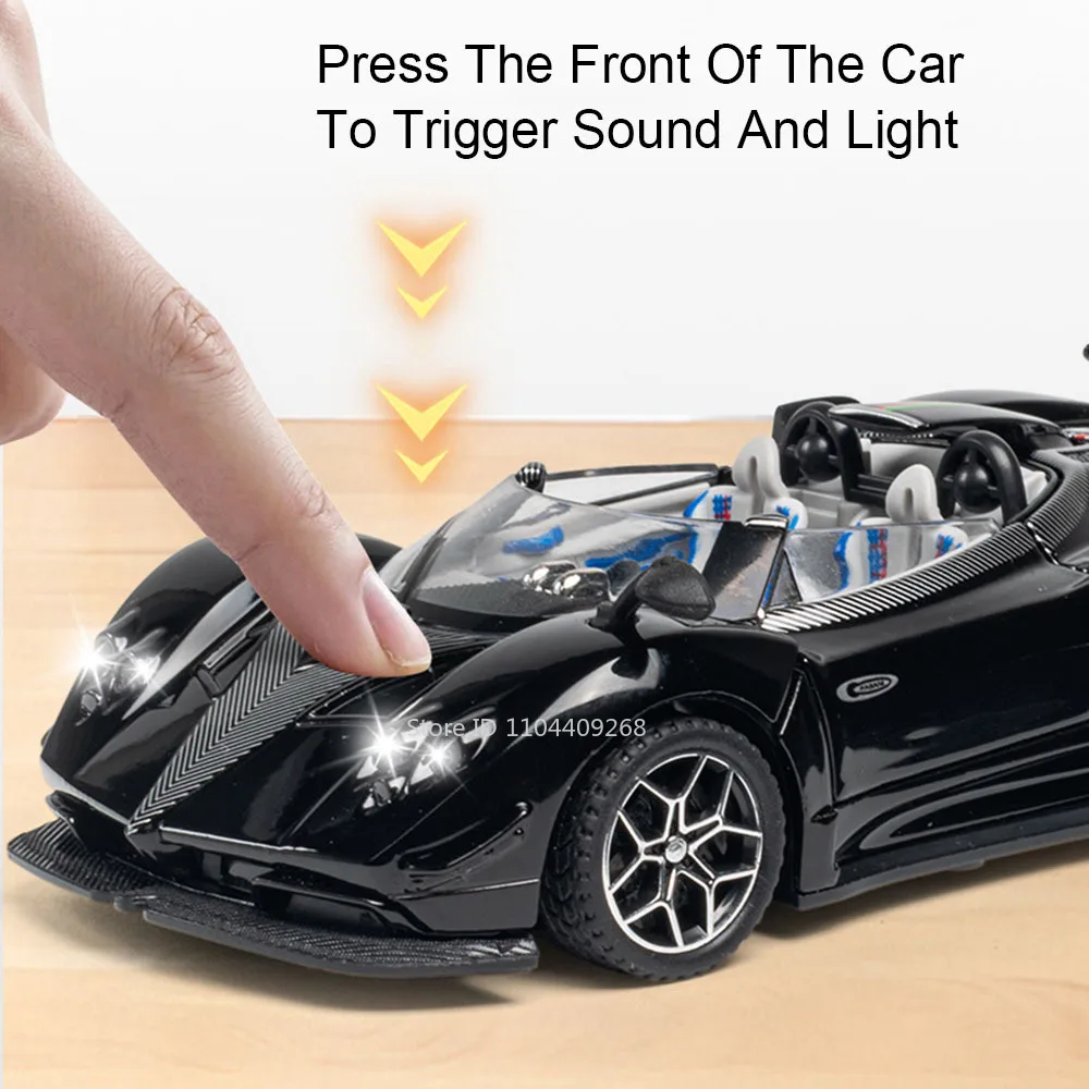 Pagani Zonda Apollo EVO – modèle de voiture jouet, son et lumière, portes métalliques moulées sous pression, modèles de véhicules ouverts, ornements de loisirs pour garçons, cadeaux, 1:32