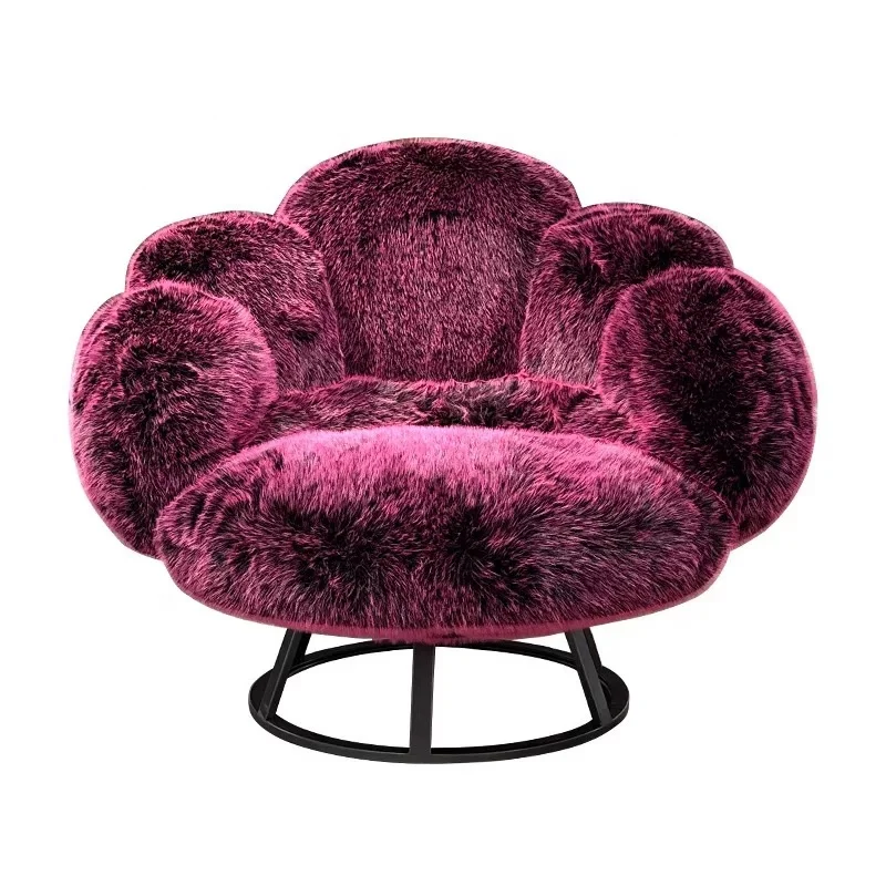 كرسي بذراعين فردي لطيف على شكل مخلب الدب، كرسي ترفيهي جديد من القماش القطيفة، أثاث غرفة المعيشة في في فيلا الفندق #4