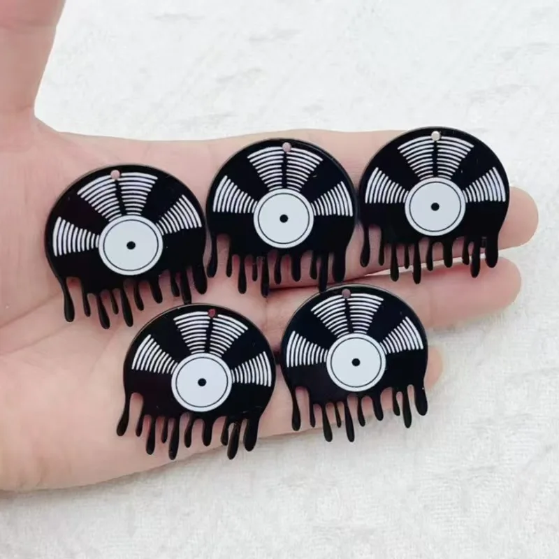 10 paires de boucles d'oreilles rétro monogrammées noir et blanc, style disque vinyle, cassette et film, boucles d'oreilles personnalisées pour le commerce transfrontalier