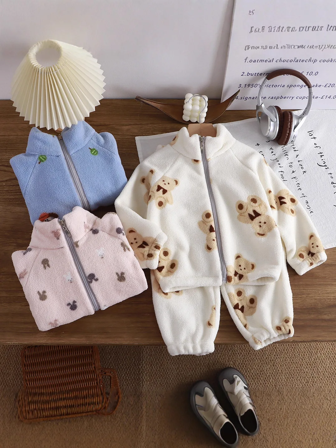 Herbst Winter Kinder Dicke Fleece Pyjama Sets Koreanische Cartoon Kleinkind Mädchen Mode Plüsch Warme Outfits 1-4Y Jungen Hause Tragen Anzug – Detail 6