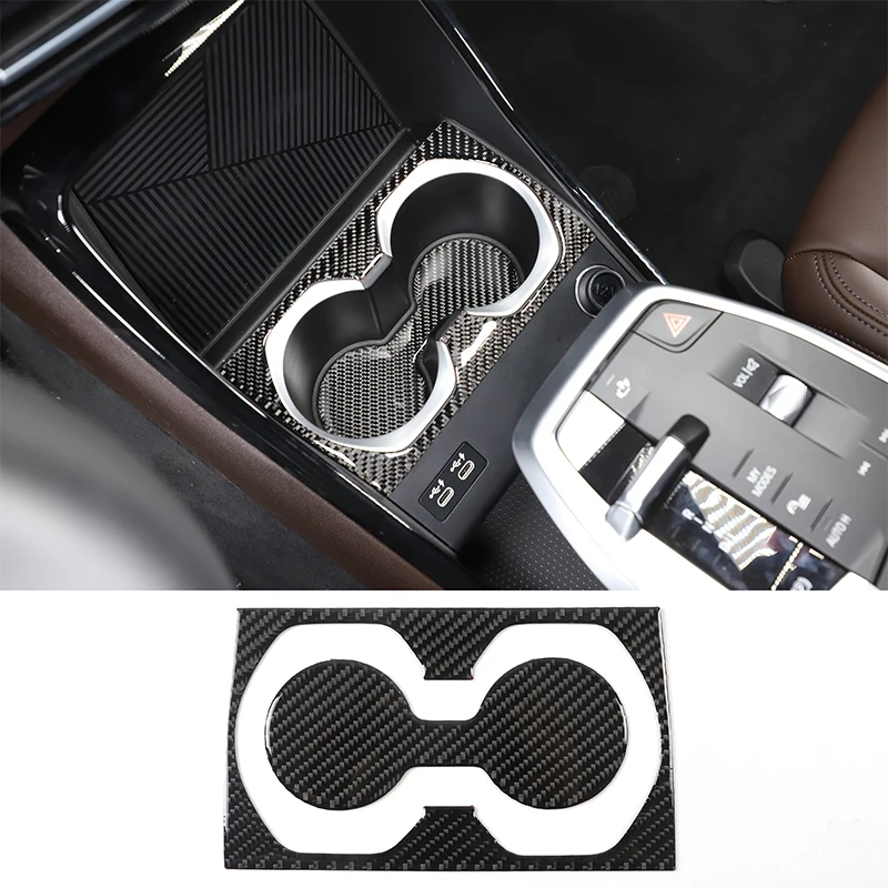 

For BMW X1 U11 2023-2024 Car Central Control Water Cup Holder Panel Decoration Sticker Soft Carbon Fiber Interior Accessories