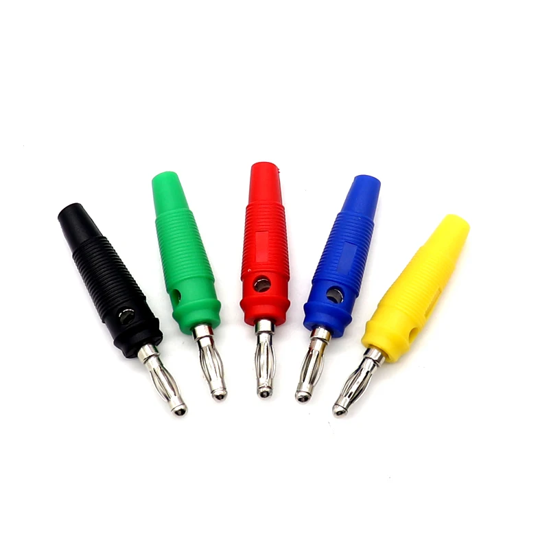 【5PCS】4MM Banana Plugs Connector Solderless Video Musical Speaker Stackable Cable Wire Pin Banana Plug Connectors Red Black Blue