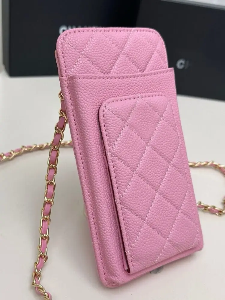 Luxury Designer Quilted Phone Bags Pouch For iPhone Universal Classic Vintage Crossbody Shoulder Chain Wallet Bag For Samsung