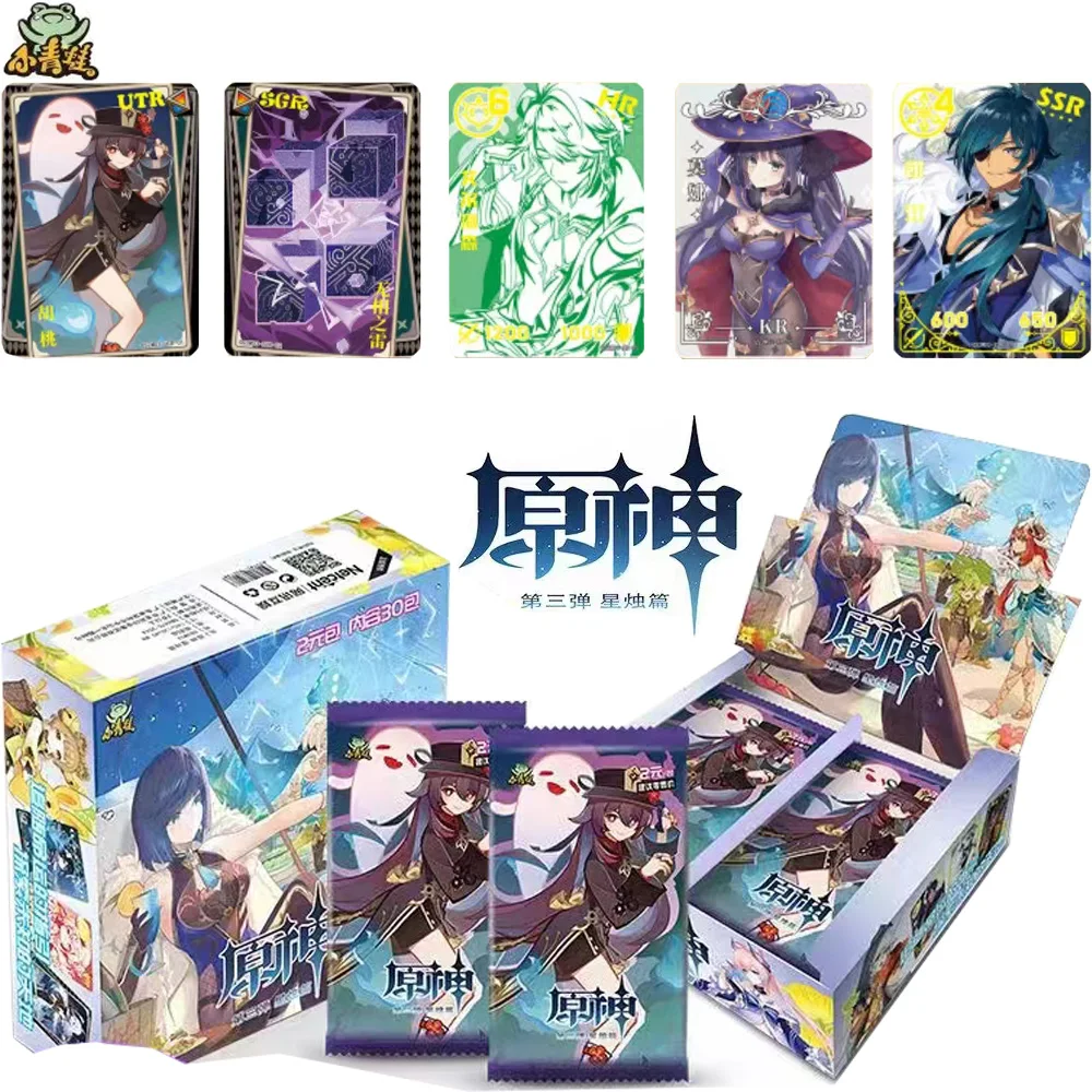 

Новые ударные карты Genshin, коллекционная игра TCG в стиле аниме, бустер-бокс, редкая SSR семейная детская Рождественская Подарочная коробка на день рождения