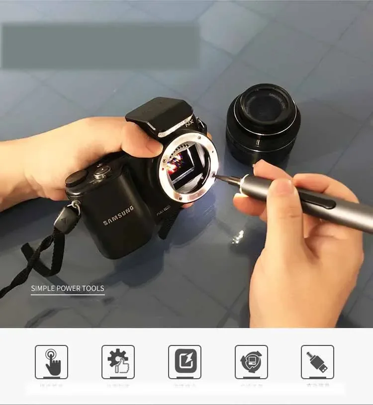 มินิไร้สาย Precision ไขควงไฟฟ้า Bit USB ชาร์จโทรศัพท์ DIY เครื่องมืออลูมิเนียม LED Light