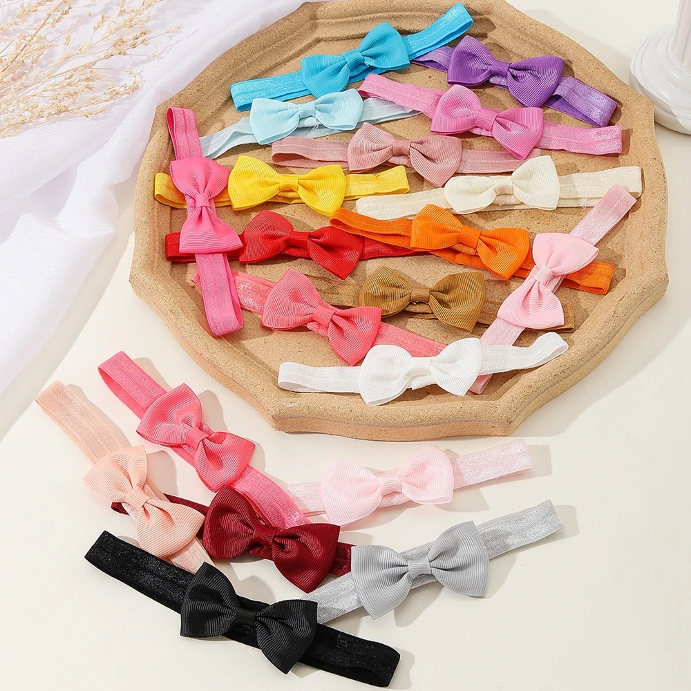 20PCS Ribbon Bows Baby Girls Headband Elastic Handmade Kids Newborn Infant Hairbands Toddler Hair Accessories Photo Props