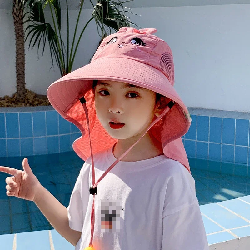 Children Sun Hat Summer Kids Outdoor Neck Ear Cover Anti UV Protection Beach Caps Kids Boy Girl Travel Flap Cap for Children