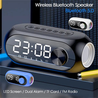 S8 Wireless Bluetooth Speaker Mirror Clock HD Led Multifunction Stereo Speakers Alarm Clock FM Radio TF Card Dual Alarm Clock