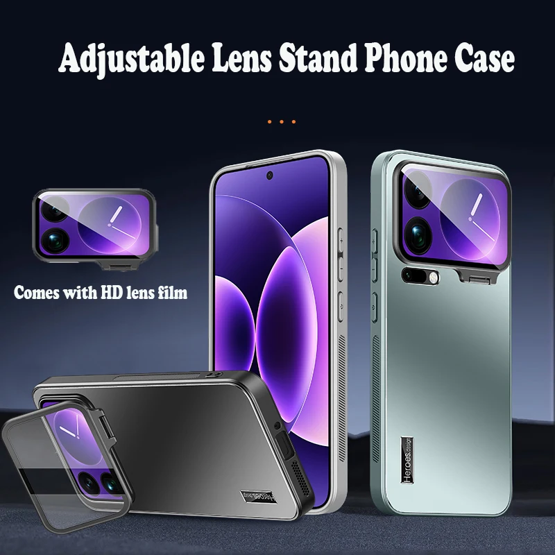 

Регулируемый чехол для телефона с подставкой для объектива для Xiaomi 17 Pro Max 17 Pro, защитная пленка для объектива HD, прочный противоударный чехол для ПК