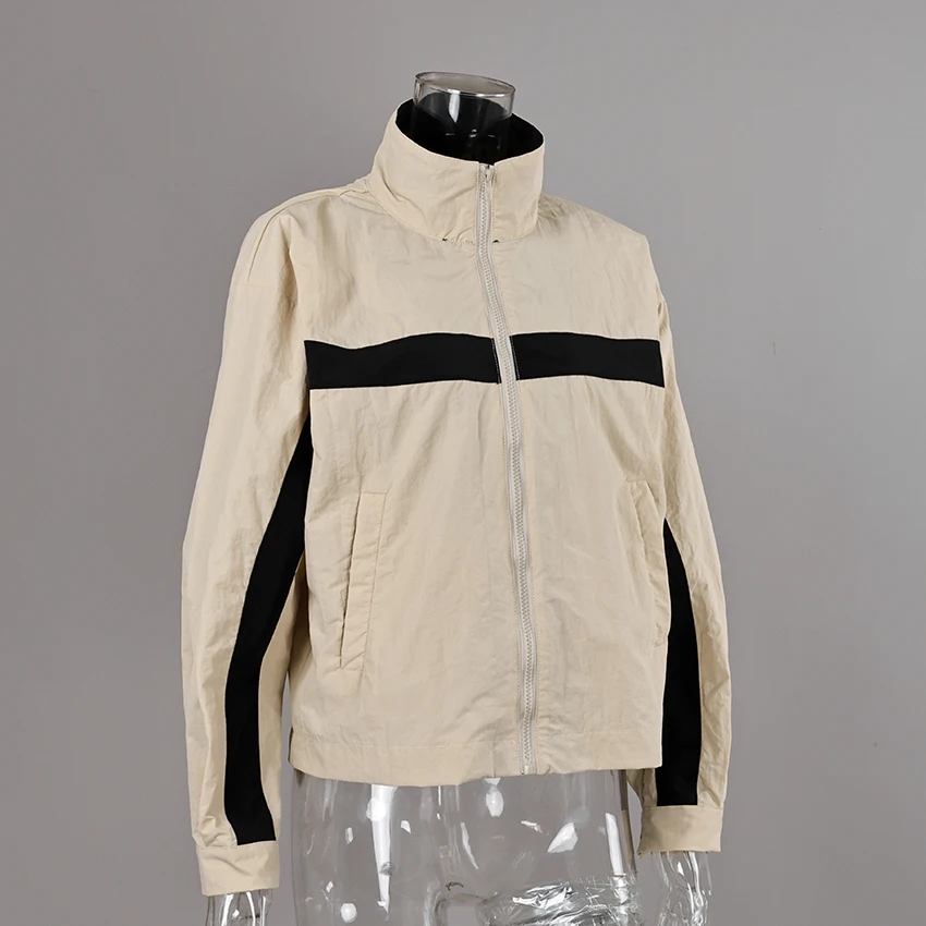 Linad Street Chic Khaki Stand Collar Zipper Jackets 2026 Casual Long Sleeve Outerwear Female Fashion Loose Coats For Woman New 117 S9218b7e6c3e3424785059cebdaaef66aI