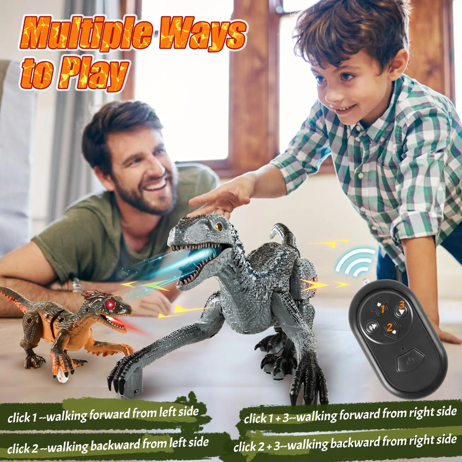 Jouet dinosaure télécommandé 2.4G, vélociraptor de marche électronique avec Simulation sonore légère, modèle Robot dinosaure, jouet pour enfant garçon
