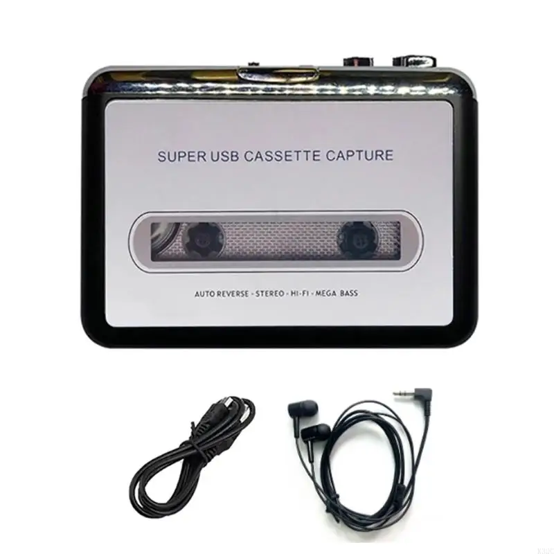 K32C Portable Tape Player Portable Walkman Stereo USB Cassette to MP3 Converter with 3.5mm Socket Tape Cassette Player