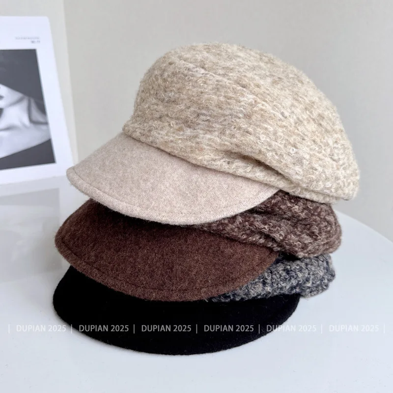 

Роскошная шерстяная восьмиугольная шапка с боковым прессованием, модная шляпа газетчика, модная шапка из австралийской шерсти с мягкими полями и закрученными краями