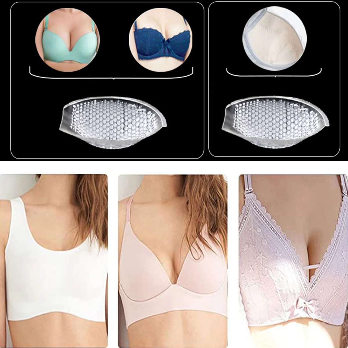 Almofadas de sutiã de silicone para mulheres, roupa interior respirável, remendo de sutiã redondo auto-adesivo, auto-adesivo, respirável, desgaste