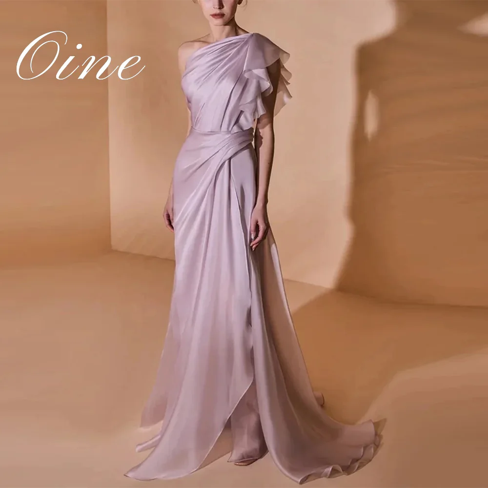 Oine Purple One Shoulder Chic Evening Dress Simple Mermaid Pleated Party Prom Gown Customized Stylish Birthday Women Banquet